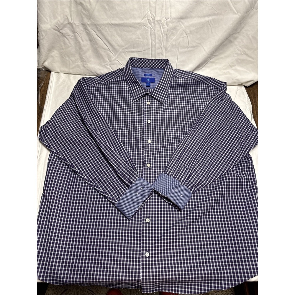 Egara Men's 3X Purple Plaid Button Up Classic Fit Flip Cuffs